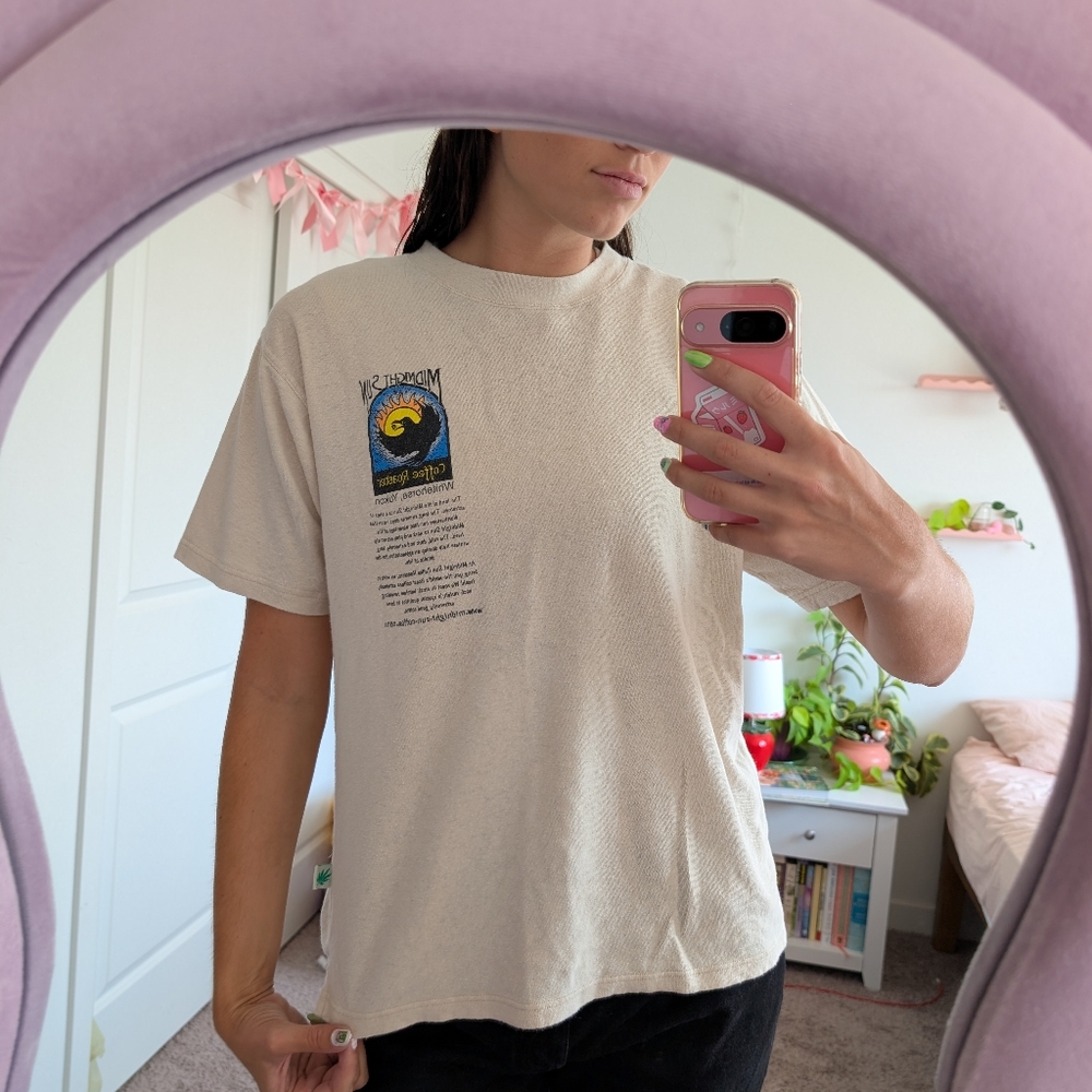 Hemp Material Cream T-Shirt With Logo Size- Medium